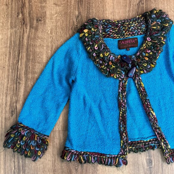 Philip Jane Gordon “ADIEU” Artsy Shag Colorful Sweater Sz S - Picture 8 of 12